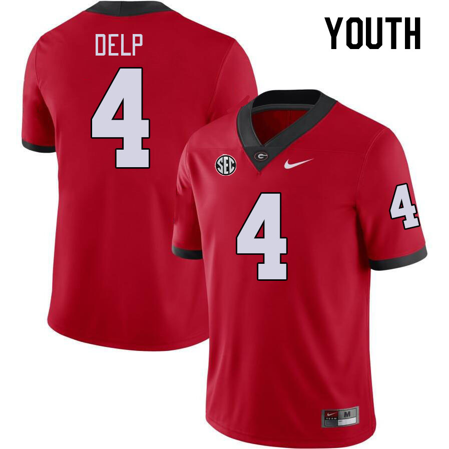 Youth #4 Oscar Delp Georgia Bulldogs College Football Jerseys Stitched-Red